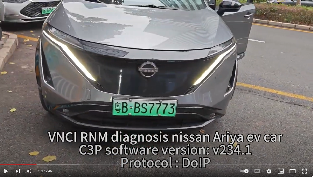 VNCI RNM diagnosis 2023MY Nissan Ariya EV car with VNCI RNM. communicate protocol is doip.