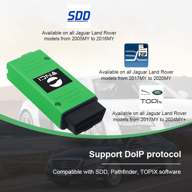 VNCI JLR DoIP diagnostic scanner for Jaguar Land Rover, compatible with origianl software driver