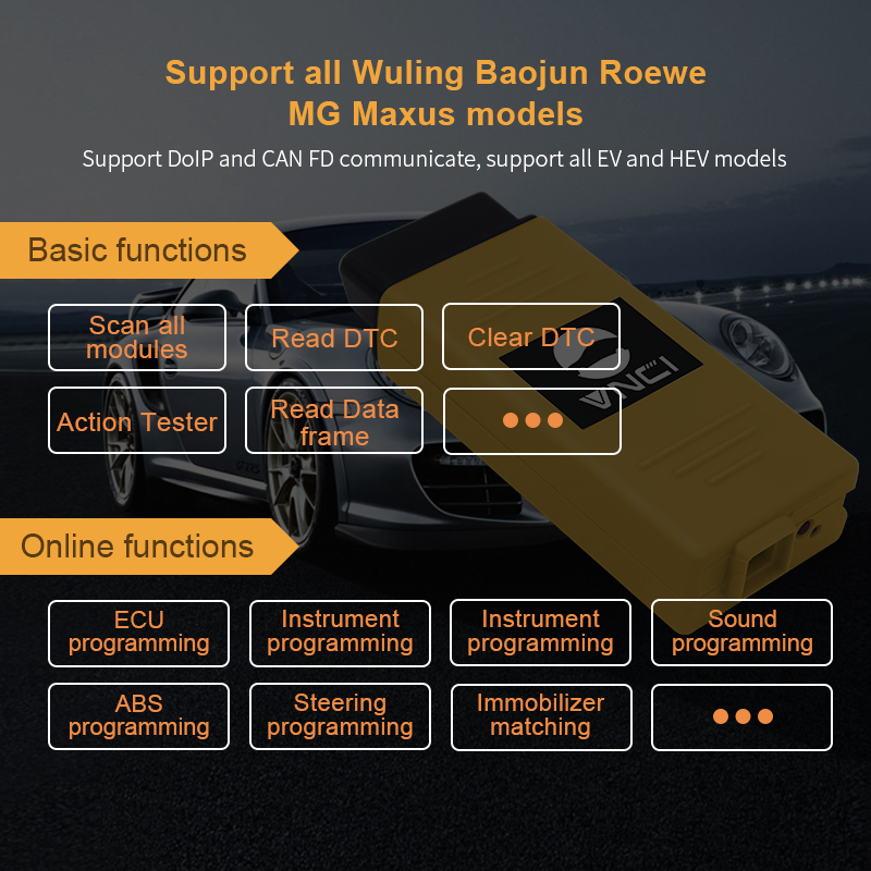 VNCI VDI3 Roewe MG Wuling Maxus automotive diagnostic tool, compatible with VDS/VDS2/VDS3/GRADE-X